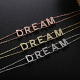 925 Sterling Silver Dream Charms Letter Chain Bracelet Women Party Jewelry
