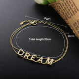 925 Sterling Silver Dream Charms Letter Chain Bracelet Women Party Jewelry