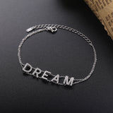 925 Sterling Silver Dream Charms Letter Chain Bracelet Women Party Jewelry