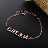 925 Sterling Silver Dream Charms Letter Chain Bracelet Women Party Jewelry