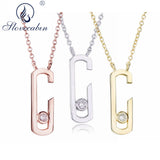 925 Silver Europe Jewelry Zircon Pave Drop Pendant Necklace