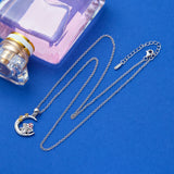 925 Silver Moon & Star Mushroom Pendant Choker Necklace
