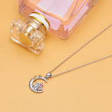 925 Silver Moon & Star Mushroom Pendant Choker Necklace