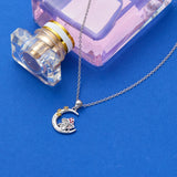925 Silver Moon & Star Mushroom Pendant Choker Necklace