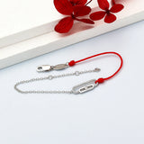 925 Silver Red String Chain Bracelet CZ Women