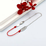 925 Silver Red String Chain Bracelet CZ Women