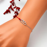 925 Silver Red String Chain Bracelet CZ Women