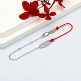 925 Silver Red String Chain Bracelet CZ Women