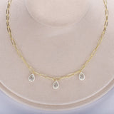 925 Silver Water Drop Pendant Choker Necklace Chain Women Jewelry