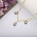 925 Silver Water Drop Pendant Choker Necklace Chain Women Jewelry