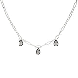 925 Silver Water Drop Pendant Choker Necklace Chain Women Jewelry