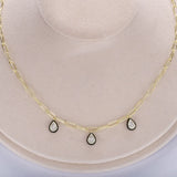 925 Silver Water Drop Pendant Choker Necklace Chain Women Jewelry