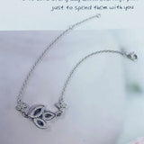 925 Silver Three Luster Leafs Women Bracelet Bangle Crystal Gift