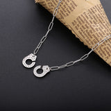 925 Silver Menottes Pendant Choker Necklaces Handcuffs Fine Jewelry