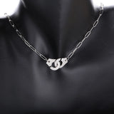 925 Silver Menottes Pendant Choker Necklaces Handcuffs Fine Jewelry