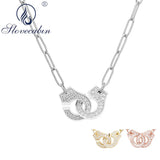 925 Silver Menottes Pendant Choker Necklaces Handcuffs Fine Jewelry