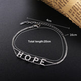 925 Sterling Silver Hope Charms 2-Row Chain Link Bracelet w/ Clear CZ Bijoux