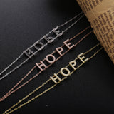 925 Sterling Silver Hope Charms 2-Row Chain Link Bracelet w/ Clear CZ Bijoux