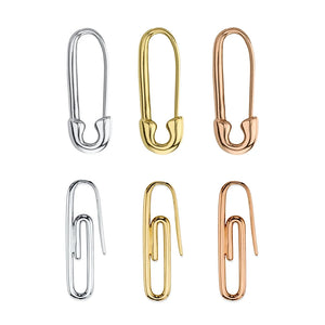 925 Silver Safety Pin Drop Earring Paper Clip Party Jewelry
