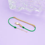 925 Silver Green Crystal Rope Bracelet with CZ Bangle for Women