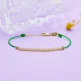 925 Silver Green Crystal Rope Bracelet with CZ Bangle for Women