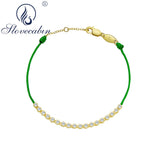 925 Silver Green Crystal Rope Bracelet with CZ Bangle for Women