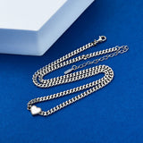 925 Silver White Enamel Heart Cuban Link Chain Necklace Women Gift