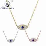 925 Silver Evil Eye Lucky Pendant Necklace Choker for Women