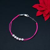 925 Silver 5 Liberty Pink String Bracelet Charms Line Chain Women Gift