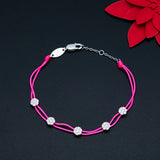 925 Silver 5 Liberty Pink String Bracelet Charms Line Chain Women Gift