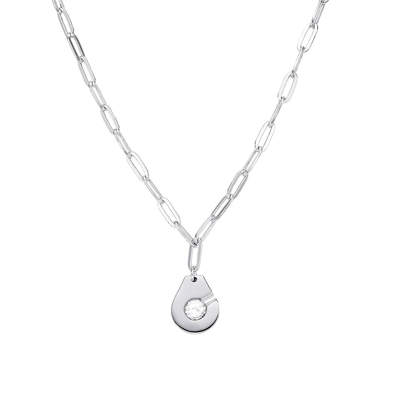 925 Sterling Silver Handcuff Dangling Chain Necklace