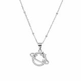 925 Sterling Silver Moon & Star Link Chain Necklace Women Fine Jewelry