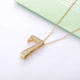 925 Silver Number 7 8 9 Pendant Necklace with Zircon for Women