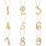 925 Silver Number 7 8 9 Pendant Necklace with Zircon for Women