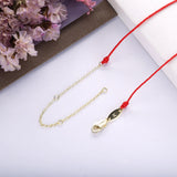 925 Silver Red Rope Pendant Choker Necklace with CZ Chain for Women