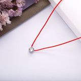 925 Silver Red Rope Pendant Choker Necklace with CZ Chain for Women