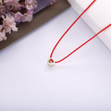 925 Silver Red Rope Pendant Choker Necklace with CZ Chain for Women