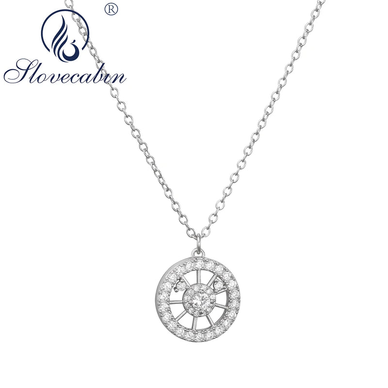 925 Sterling Silver Crystal Pendant Long Chain Necklace for Women Wedding