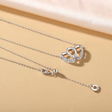 925 Silver Double Heart Pendant Necklace With CZ - Valentine's Gift