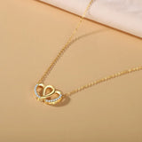 925 Silver Double Heart Pendant Necklace With CZ - Valentine's Gift