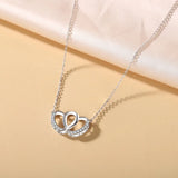925 Silver Double Heart Pendant Necklace With CZ - Valentine's Gift