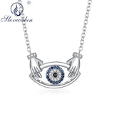 925 Silver Evil Eye CZ Hug Pendant Necklace for Women
