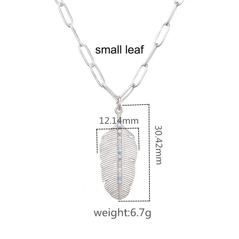 925 Silver Feather Pendant Choker Chain Necklace for Women