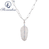 925 Silver Feather Pendant Choker Chain Necklace for Women
