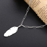 925 Silver Feather Pendant Choker Chain Necklace for Women
