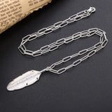 925 Silver Feather Pendant Choker Chain Necklace for Women