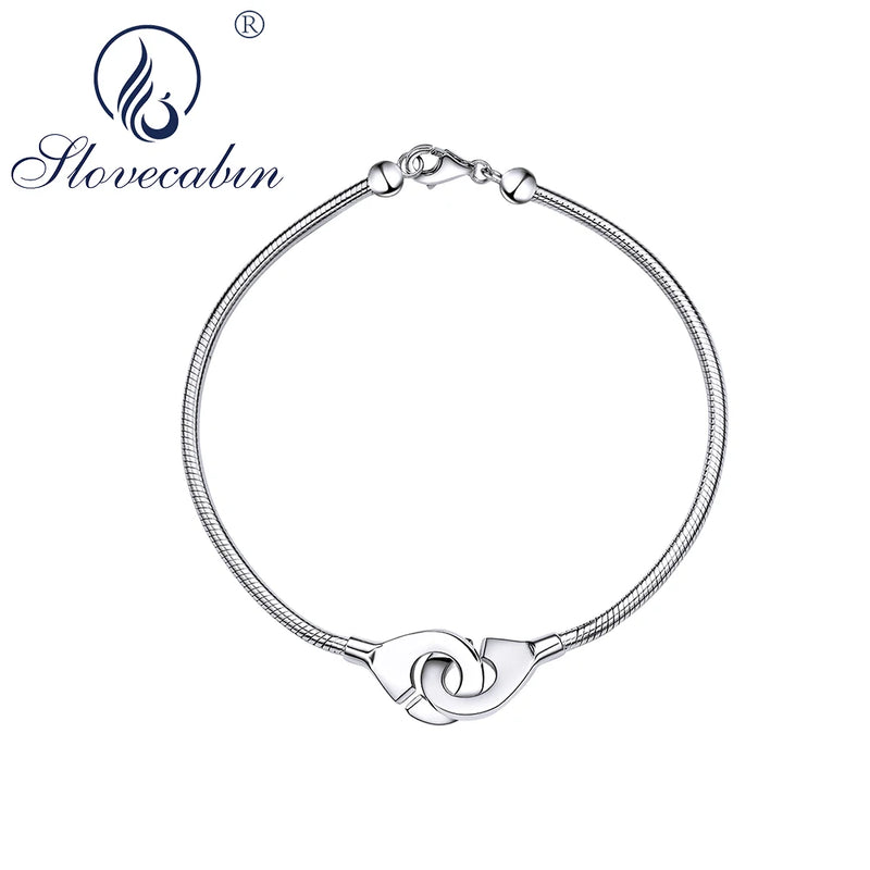 Real 925 Sterling Silver Handcuffs Snake Bracelet For Women Menottes Bangle