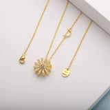 925 Silver Letter D CZ Flowers Necklace Collar Chain Jewelry