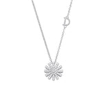 925 Silver Letter D CZ Flowers Necklace Collar Chain Jewelry