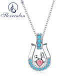 925 Silver Mother & Son Horseshoes Pendant Necklaces